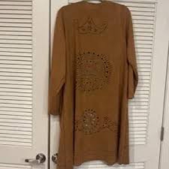 Tan Laser Cut Long Coat From Forgotten Grace At Nordstrom - Picture 5 of 5